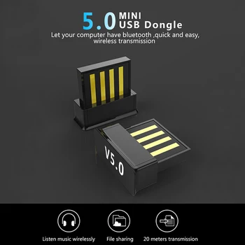 

2020 New Fashion Mini BT5.0 USB Bluetooth Wireless Adapter 5.0 Computer Audio Bluetooth Transmitter Adapter PC Dongle For TV PC