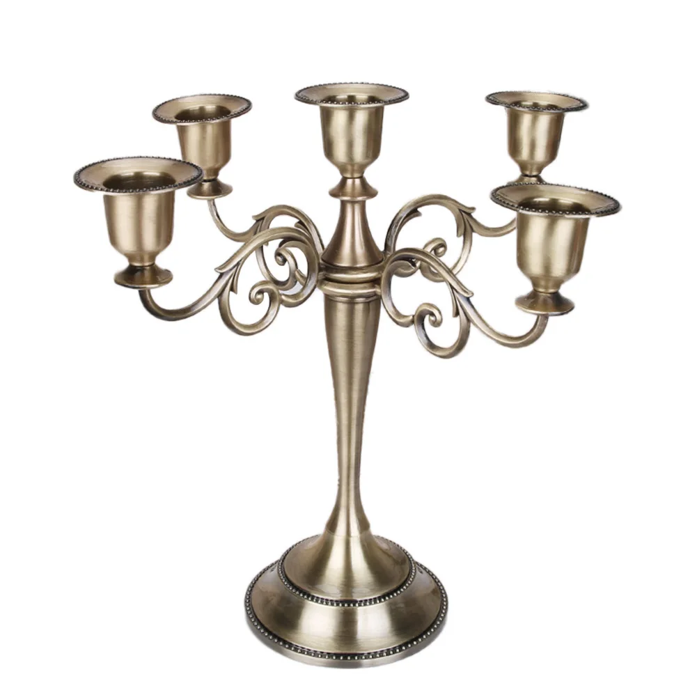 Antique Retro 3/5-Arm Candle Holder Metal Candlesticks Romantic Retro Dinner Candle Holders Table Decor Wedding Home Decoration - Цвет: Vintage Color 5 head