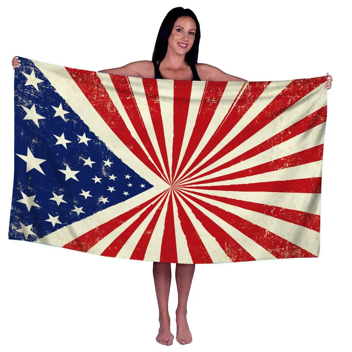 Raainhao Bald Eagle and American Flag USA Beach Towel Oversized Quick Dry Beach Towel for Travel Hippie Microfiber Polyester 