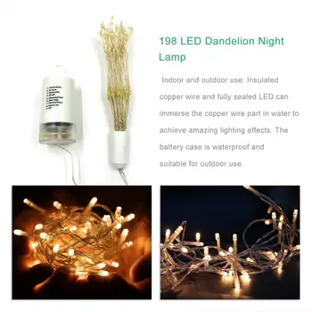 

LED Dandelion 198 Lights Decorative Lights Holiday Lights Switchable Light Mode Warm White/Color Light Silver/Copper