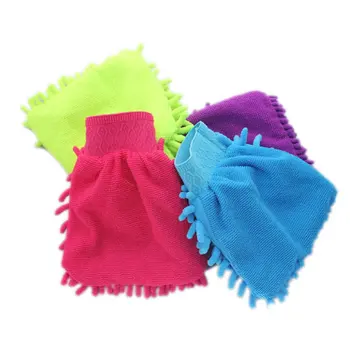 

random color Chenille Superfine Fiber Single-sided Cleaning Car Gloves Cleaning Rags Coral Car Wash Tools Car Wash Paws