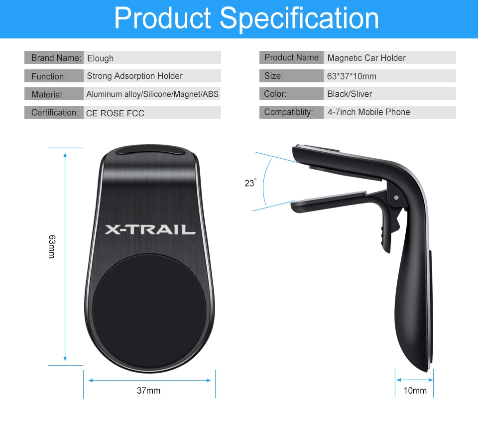 Air Vent Clip Mount Metal Magnetic Car Phone Holder Stand GPS Display Accessories for Nissan X-TRAIL XTRAIL T30 T31 T32 car mobile phone bracket