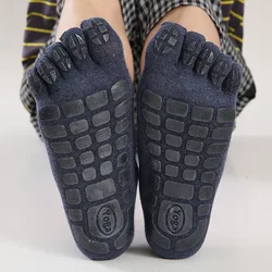 2021 Winter Men Five Fingers Socks Warm Non Slip Grip Fitness Toe Socks Breathable Low Calf Slipper Fitness Yoga Floor Socks