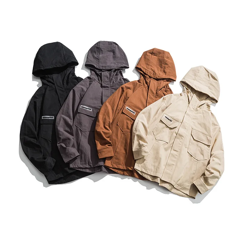 

2019 New Style Japanese-style Popular Brand Autumn Coat Men's Hoodie Loose-Fit Multi-pockets Tooling Jacket Men's
