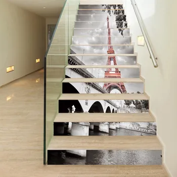 

Stairs Stickers Landscape Wallpaper 100*18cm*13PCS Self Adhesive Wall Sticker Decorate stairs and walls Environmental Friendly