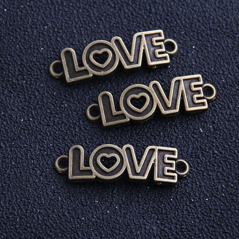 8pcs/lot 10*35mm Antique Bronze Free Shipping Metal Alloy Letter &quotLOVE&quot Jewelry Connectors Making Bracelet | Украшения и