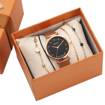

6Pcs/Set Watch Charm Link Bracelet Beads Set for Women Top Luxury Mesh Band Quartz Watch Hand Jewelry Links Bracelets Clock Gift
