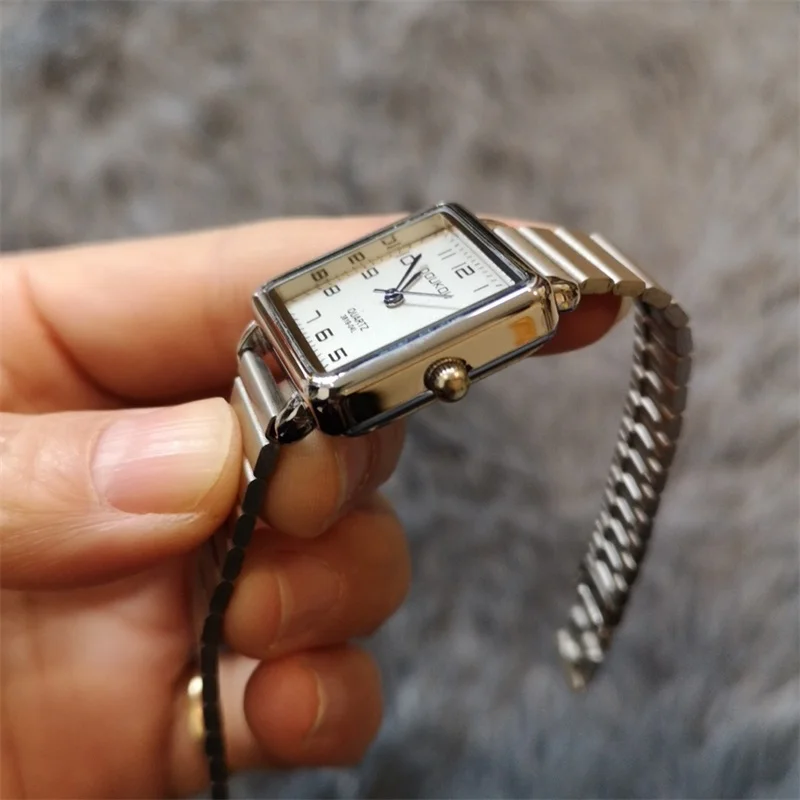 女性用ステンレススチールクォーツ腕時計,シンプルな数値,エレガント 
