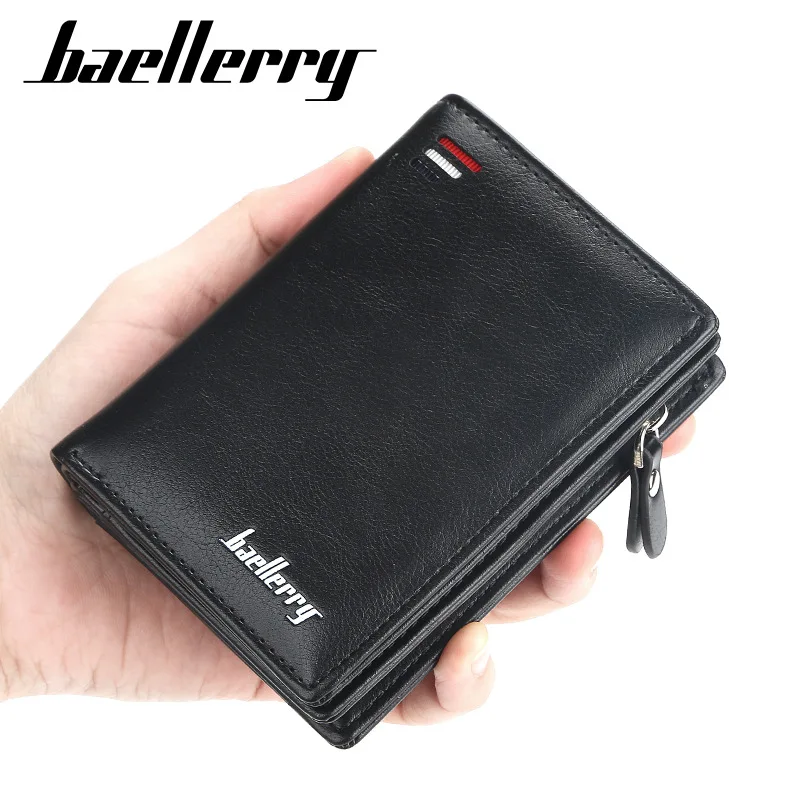 Men's Wallet Short Euro-American Vertical Multi-card Seat Button-pocket Wallet Fashion Button-pocket Bag Men