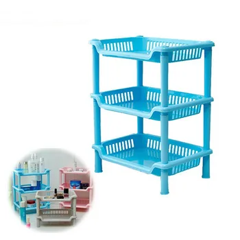 

Square Shaped Plastic Bathroom Storage Shelves Holders Three Layer Organization Floor Type