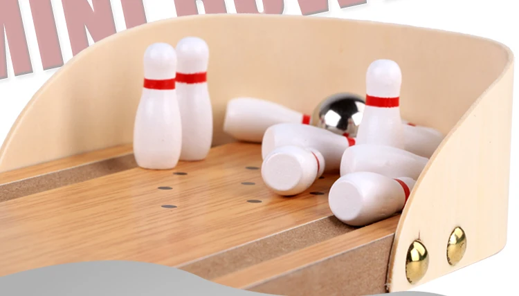 Деревянный Мини Настольный шар для боулинга, веселая развлекательная игра для родителей и детей, Детский деревянный мяч, обучающая игрушка