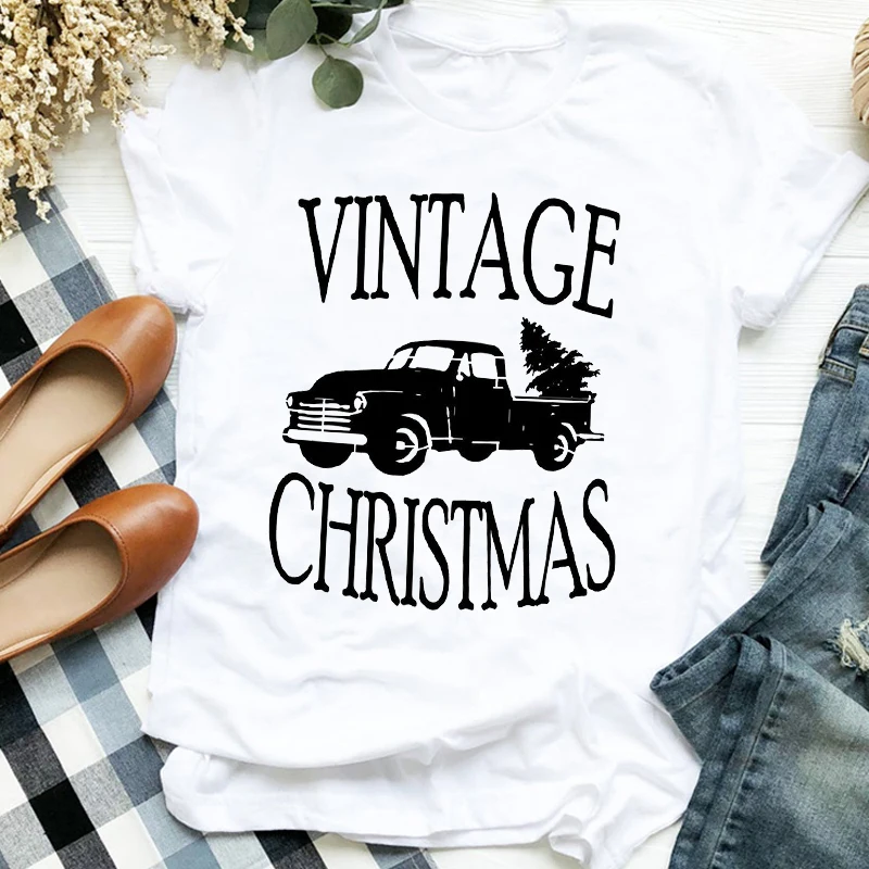 

Womens Clothes Shirt T Tee for Tshirt Female Top Graphic T-shirt Women Lady Deer Animal Cartoon Print Printing Merry Christmas