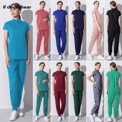 High Quality Pharmacist Frosted Tops+Jogging Pants Stretch Fabrics Pet Hospital Work Clothes Dental Clinic Scrubs Women Uniforms