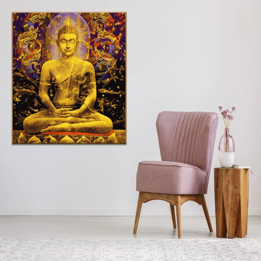 

Frameless Buddha Image DIY Painting By Numbers Kits Acrylic Paint By Number Hand Painted Unique Gift for Home Decor 40x50cm