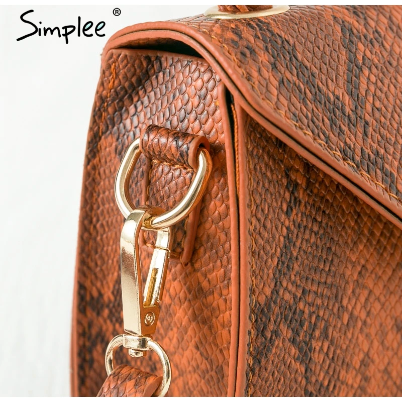 Simplee уличная женская кожаная сумка со змеиным принтом на ремне, сумки на плечо для офисной леди, Осень-зима, модная маленькая квадратная сумка