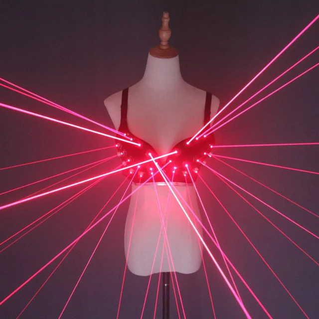 Fashion Red Laser Luminous Sexy Lady Bra Laser Show Stage Costumes For  Singer Dancer Nightclub Performers