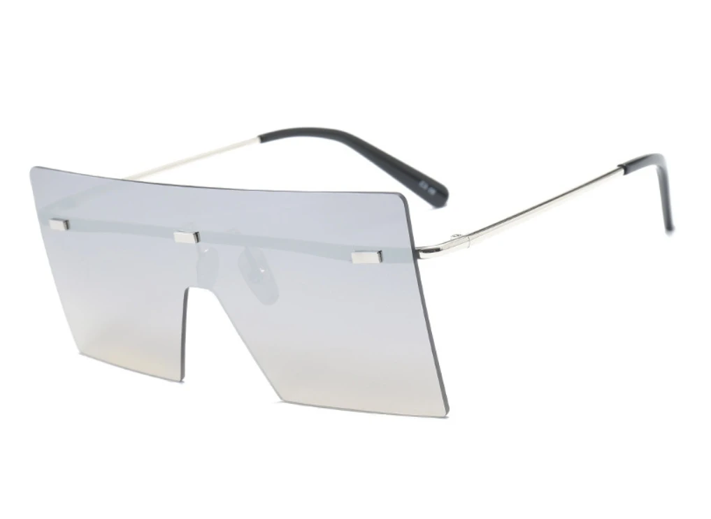 46187 большие квадратные солнцезащитные очки с одной линзой для мужчин и женщин модные UV400 очки - Цвет линз: C3 silver