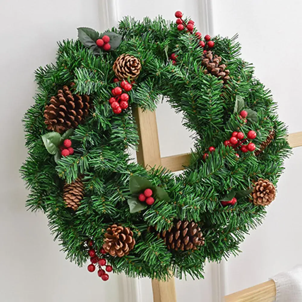 40 см Рождественский венок Pinecones красные ягоды венок ручной работы для двери подвесной отель сцена макет