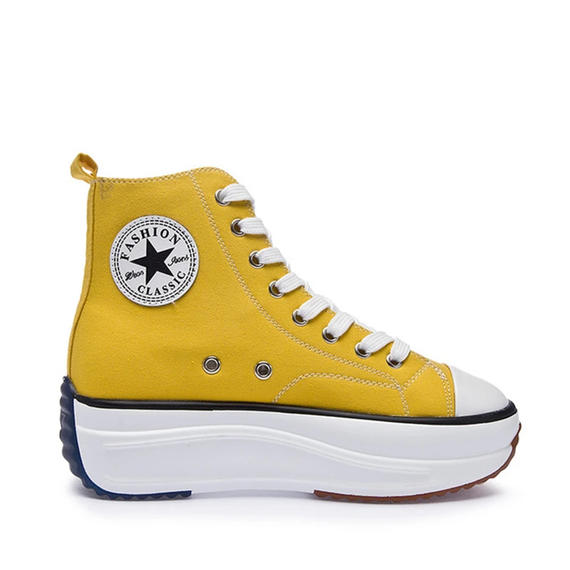 2021 nueva marca de gran tamaño 43 zapatos de lona de las mujeres de moda de alta arriba zapatillas de deporte de primavera femenina calzado bombas plataforma zapatos vulcanizados