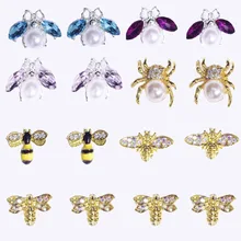 

10pcs Metal Alloy Bee Shape 3D Nail Art Decorations Gold Silver Jewelry Gems Jewellery Charms Nail Rhinestones Accessories je387