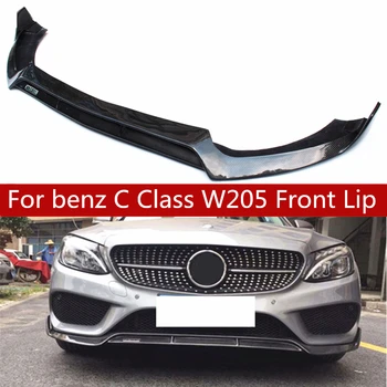 شراء المصد الأمامي الناشر الشفاه حامي لبنز C الفئة W205 4 باب الكربون الحقيقي الجبهة طقم الجسم الوفير قبل الشفة المفسد 2015-2018