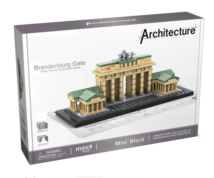 

hot Lepining city classic Street view Germany Berlin Gate famous Brandenburg mini Micro Diamond Building Blocks model toys gift