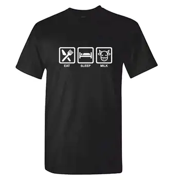 

Unisex Eat Sleep Milk Repeat T shirt - Farming Farmer Dairy Funny Cow Clothing