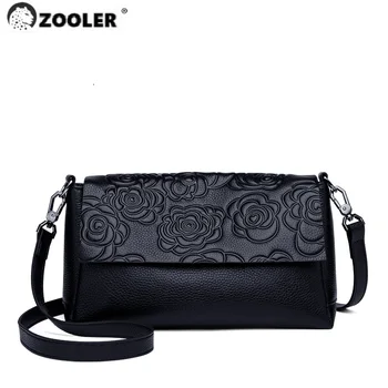 

ZOOLER New Skin Luxury Pattern Bags Black Shoulder Bag Genuine Leather Bag Cow Evening Party ladies sac a main femme 2020#YC219
