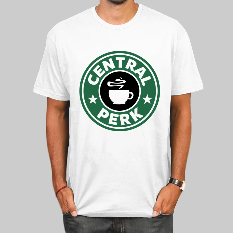 Для мужчин s футболка друзья центральный Перк индивидуальный заказ кофе футболки короткий рукав мужчин футболка цифровой печати how you doin Homme - Цвет: B