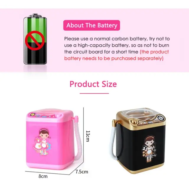 2020 Newest Sponge Makeup Brushe Cleaner Toy Mini Electric Washing Machine Children Pre School Toy Pretend Play Housekeeping Toy 6