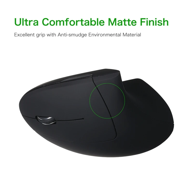 2.4G Wireless Vertical Mouse Left Hand USB Ergonomic Optical Mouse Left-Handed Adjustable 800/1200/1600 DPI