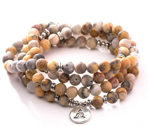 

white 108 beads 8mm elastic adjustable Lotus life tree Buddha OM eye Chakra Reiki agate Onyx Bracelet necklace guty4