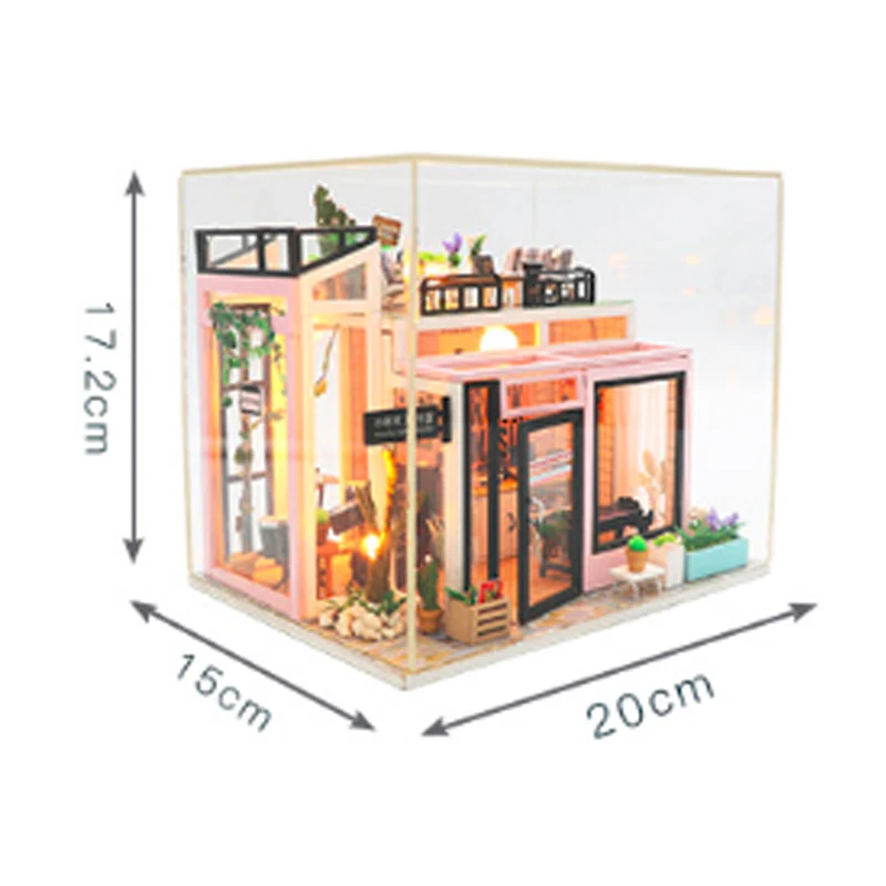 Creative DIY Children Adult Miniature Doll house Wooden Kits Assembled building blocks Music Studio home furnishing toys 6