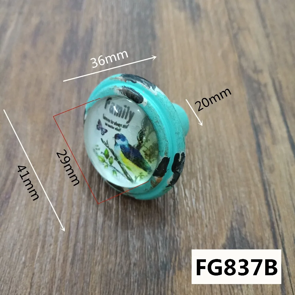 FG837昆虫动物系列复古水晶拉手8款=选项B蓝色小鸟