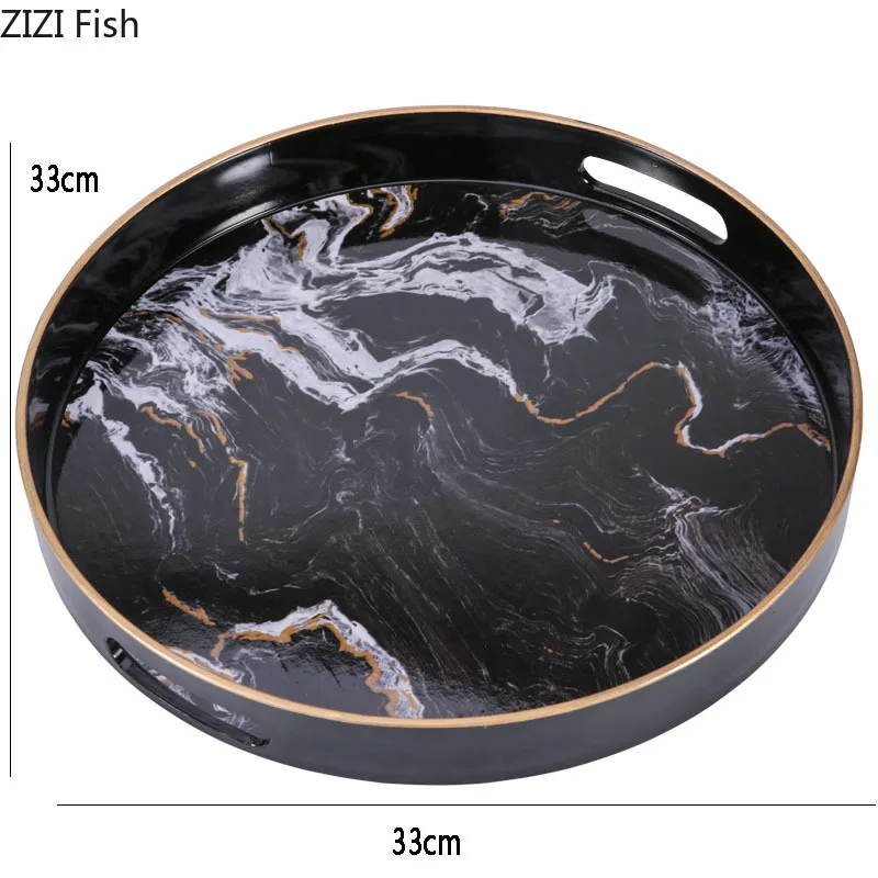 Nordic Marble Texture Storage Plastic Tray Fruit Food Teacup Home Storage Box Jewelry Necklace Display Tray Home Decoration 6