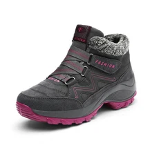 Женские ботильоны; коллекция года; теплые зимние женские ботинки на толстой подошве; водонепроницаемые ботинки на высокой танкетке; женские резиновые походные ботинки; женская обувь