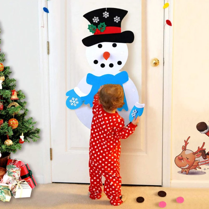 

2019 Christmas Decorations DIY Felt Snowman Set New Year Christmas Gift for Kids Party Game Christmas Gift