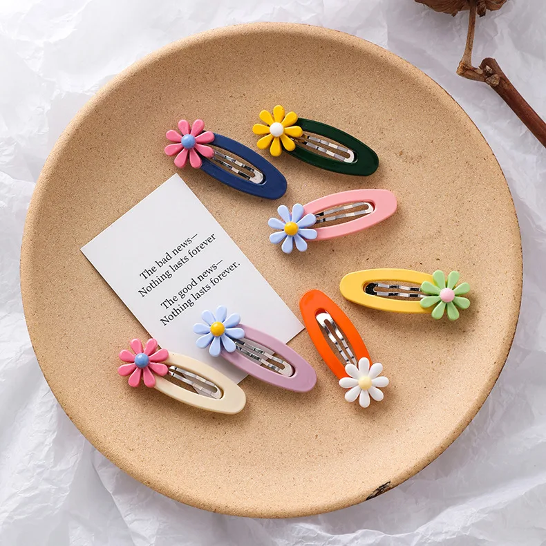 

Korea fashion acrylic color flower elliptic pin while BB clip adult children women accessories pearl hair clip hair pins