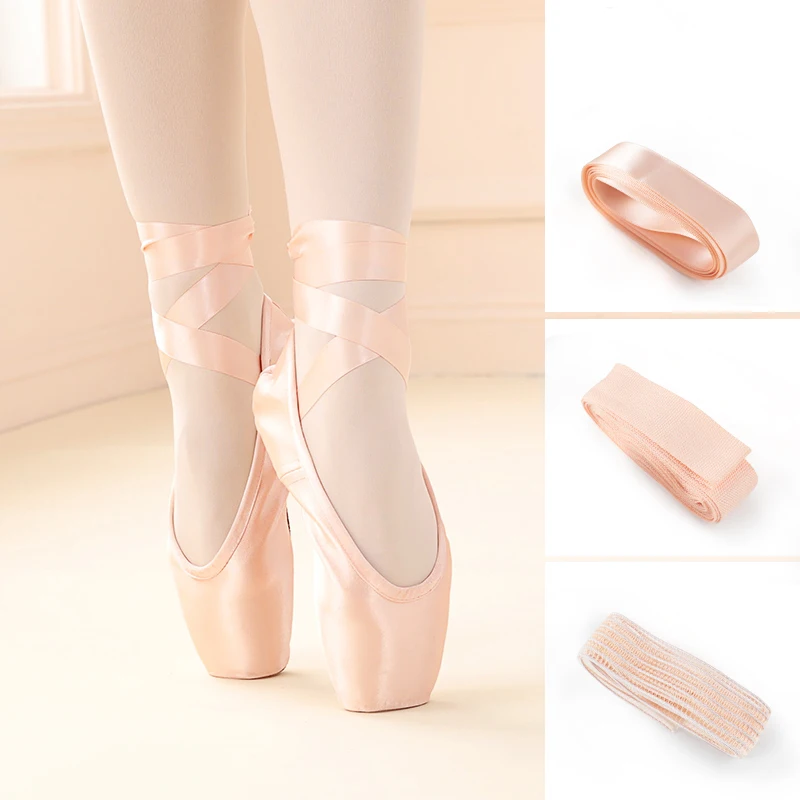 Professional Ballet Pointe Shoes With Genuine Leather Sole Women Satin Ballet Shoes With Ribbons For Professional Ballerina 5