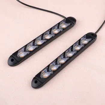 

Universal 1 Pair 6 LED DRL Daytime Running Strip Sequential Flowing Turn Signal Lamp Light 12V