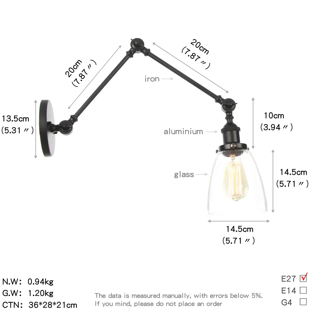 Железный настенный светильник в скандинавском стиле промышленный Ретро коридор