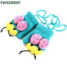 Модные детские перчатки с бантиком в виде пчелы с плюшевой подкладкой; Зимние перчатки для маленьких девочек и мальчиков; детские перчатки; детские варежки с ремешком