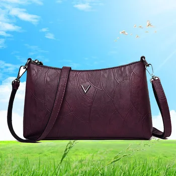 

Messenger Bag Women's Bag 2020 New Style Middle-aged Women's Bag Shoulder Bag Soft Pu Large Capacity Bag Leather CrossBody Bag