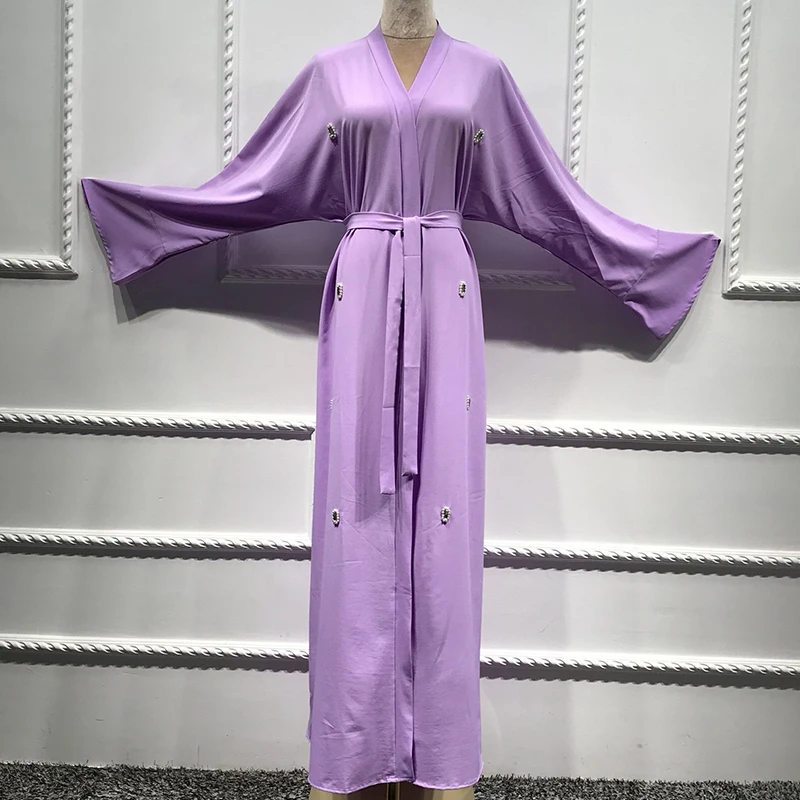 Siskakia мусульманские женские открытые abaya короткие черные модные с узором бусы Ближний Восток Дубай халаты с поясом осень Новинка