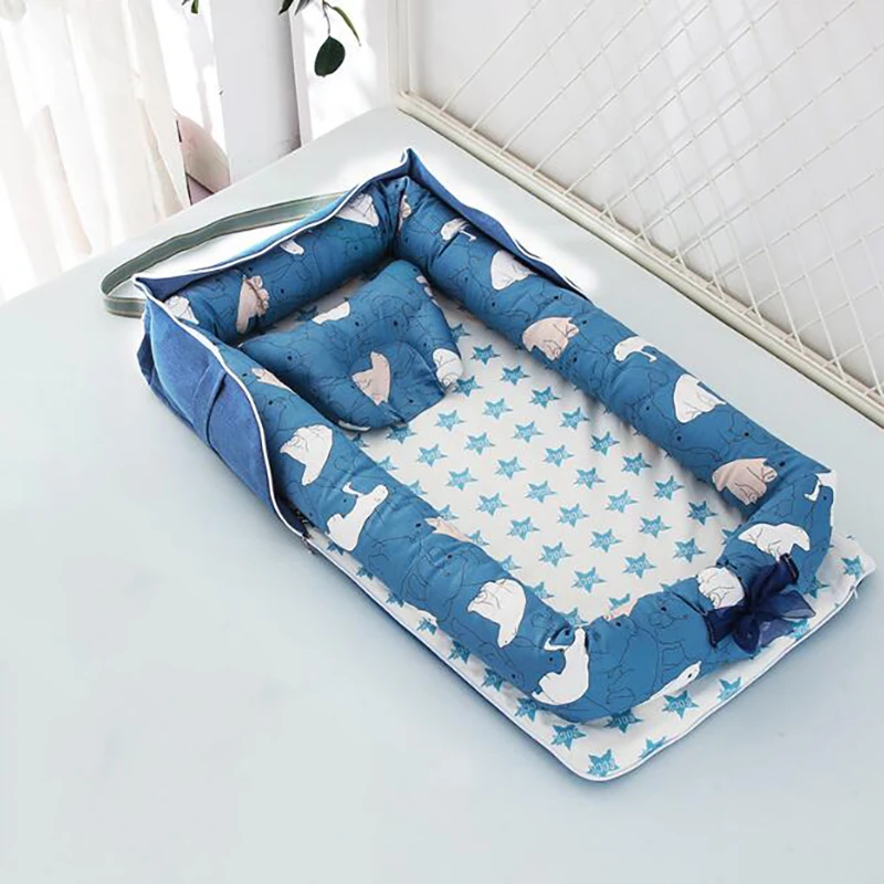 Портативная детская кроватка, складная подушка для новорожденной кровати, хлопковое гнездо, детское постельное белье, корзина, бамперы YHM030 - Цвет: YHM030I