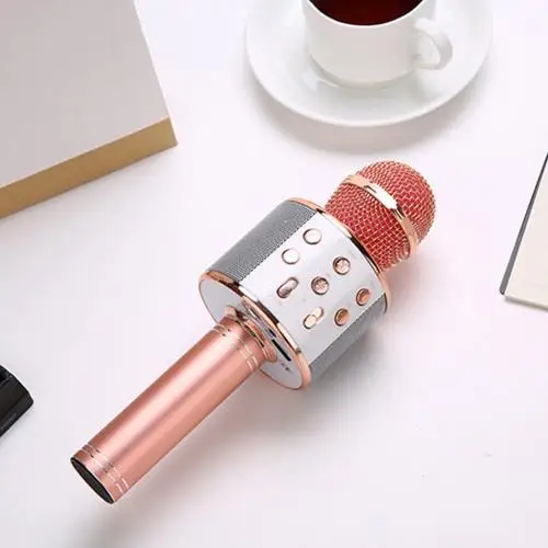 Rose Gold Ручной микрофон беспроводной Bluetooth караоке KTV Музыка Пение микрофон динамик домашние вечерние Mic - Цвет: Rose Gold