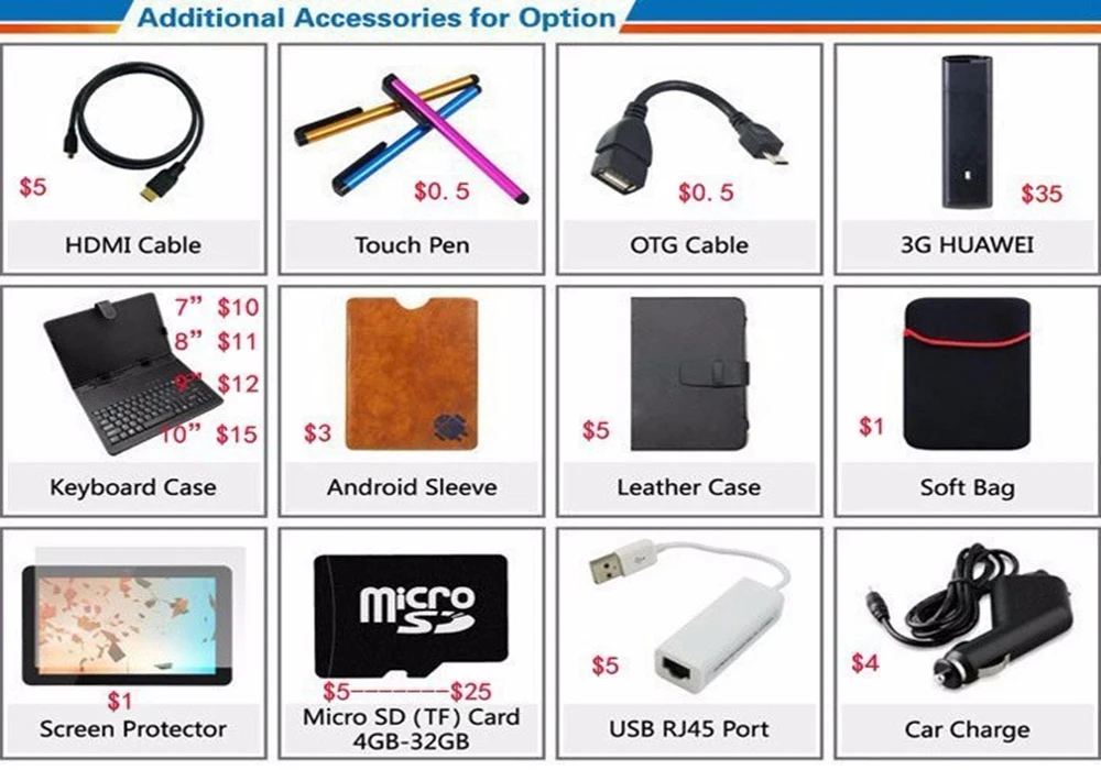 

A Link For Paying For Extra Accessories As Touch Screen/Leather Case/Protective Film/Keyboard case