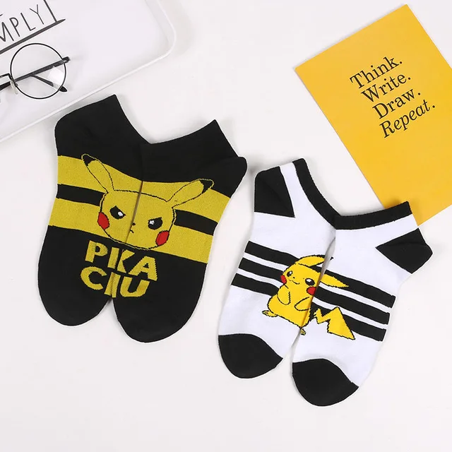 Pikachu Cute Black and Stripped Socks 5