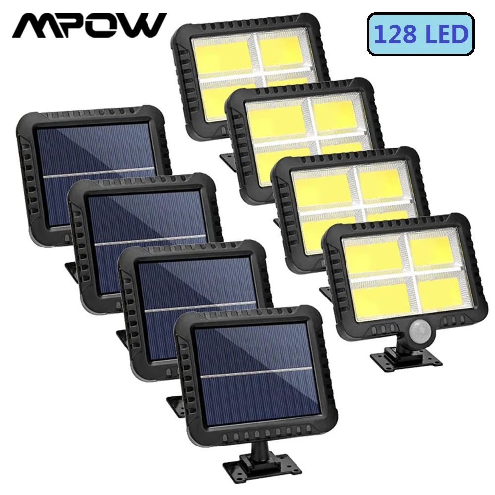 Novelty 128 LED Solar Garden Light Flood Wall Lamp PIR Motion Sensor 124PCS Waterproof IP65 Mpow Garden Security Solar Lights