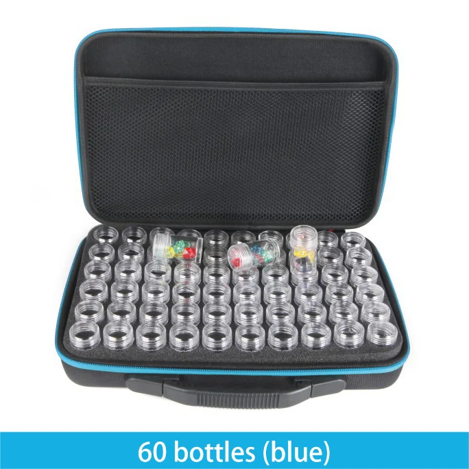 60 bottles blue Diamond Painting Cross Stitch Accessories Tool Box bottle Container Storage 5D Embroidery Mosaic Gift With 30/60 bottles - Цвет: 60 bottles blue